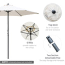 Outsunny 2.8m Patio Umbrella Parasol Outdoor Table Umbrella 6 Ribs Off-White
