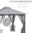 Outsunny Gazebo Party Tent Canopy Sun Shade for Patio Garden Light Grey 3x3(m)