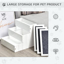 PawHut 3 Step Wooden Dog Steps Pet Stairs Cat Ladder for Bed with Storage White