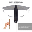 Outsunny Wooden Garden Parasol Sun Shade Patio Umbrella Canopy Black