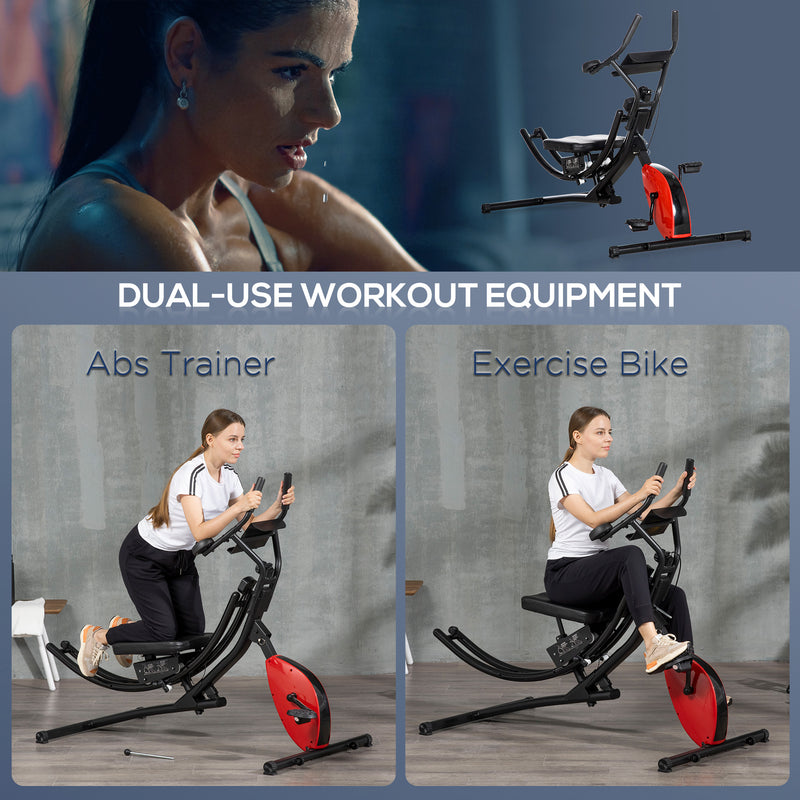 HOMCOM Abs Trainer and Exercise Bike w/ Adjustable Heights and Resistance