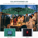 Outsunny 2.67m Patio LED Umbrella with Push Button Tilt/Crank 8 Ribs Green