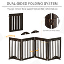 PawHut Pet Gate 4 Panel Wooden Dog Barrier Folding Fence w/ Support Feet