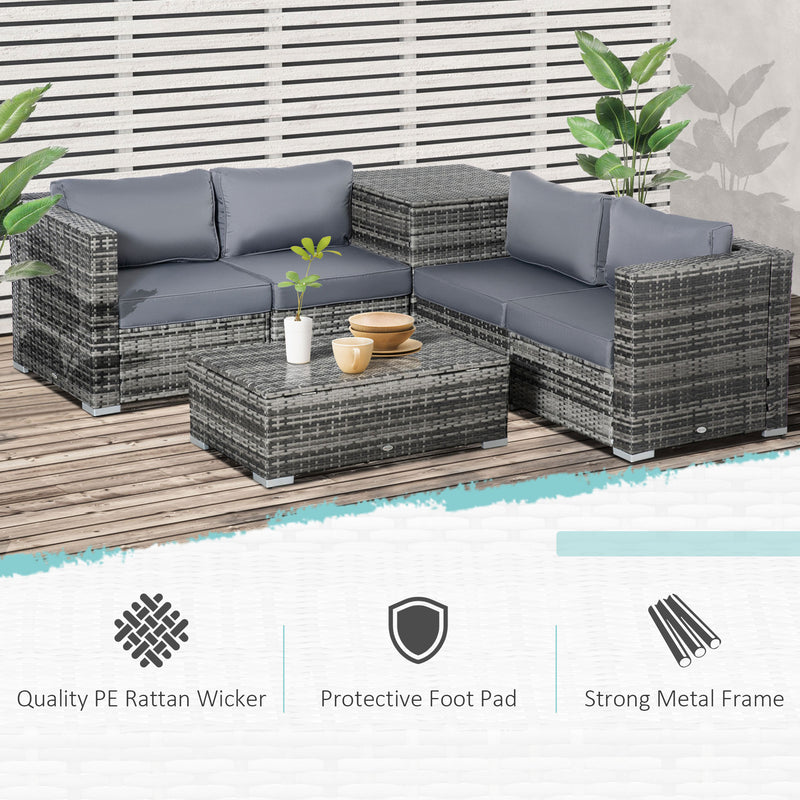 Outsunny 6Pcs Rattan Sofa Set Garden Sectional Garden Wicker Furniture Cushion