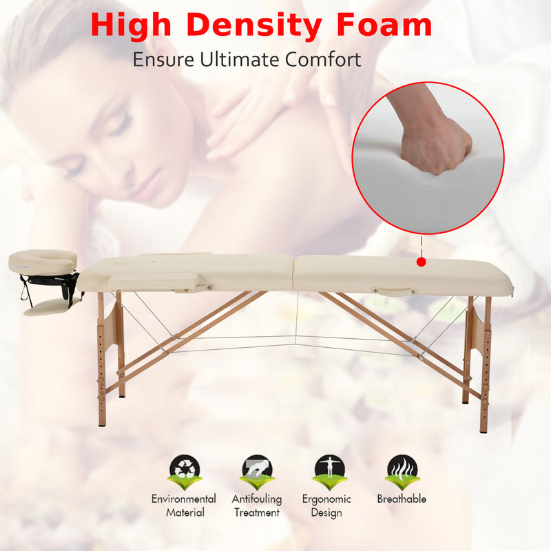 HOMCOM Salon Portable Folding Massage Table Bed Tattoo Therapy  Couch 2 Section