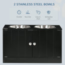 PawHut Raised Dog Bowls for Large Dogs Feeding Station w/ Stand, Storage - Black