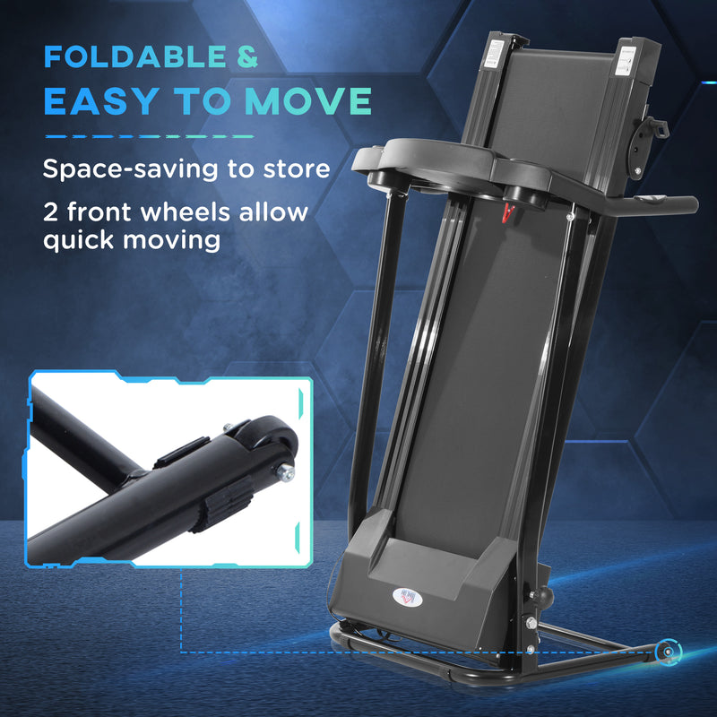 HOMCOM Foldable Motorised Treadmill, Indoor Running Machine w/ LCD Display