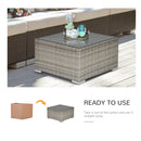 Outsunny Patio Wicker Coffee Table w/ Glass Top Suitable for Garden Backyard