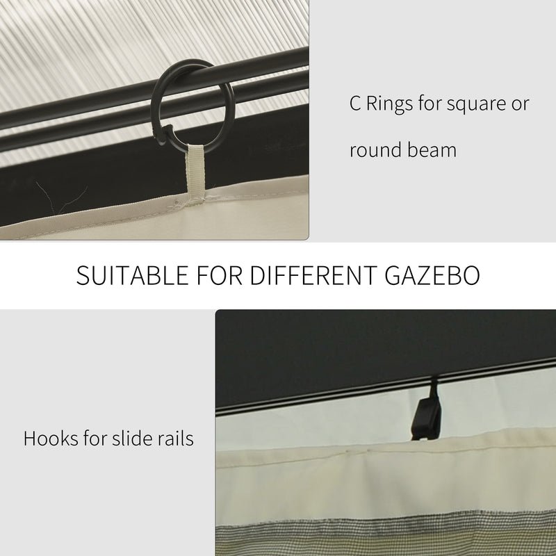 Outsunny 3 x 4(m) Universal Gazebo Replacement Sidewall Set w/ 4 Panels, Beige