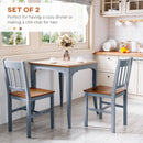 HOMCOM Dining Chairs Set of 2, Pine Wood Frame, Slat Back for Kitchen Grey