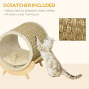 PawHut Raised Kitten Bed Pet Shelter w/ Scratcher Cushion, Beige 41 x 38 x 43 cm