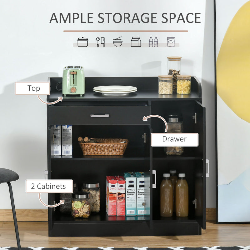 HOMCOM Modern Sideboard with Storage Cabinet, Floor Cupboard with Drawer Black