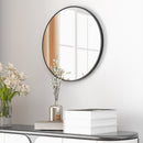kleankin Round Bathroom Mirror, Modern Wall Mirror Aluminium Frame, 50x50 cm
