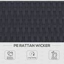 Outsunny 2 Person Rattan Lounger Adjustable Double Chaise Chair w/ Cushion Black