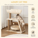 PawHut Cat Tree Kitten Tower w/ Scratching Post, Pad, Bed, Perch, Ball, Brown
