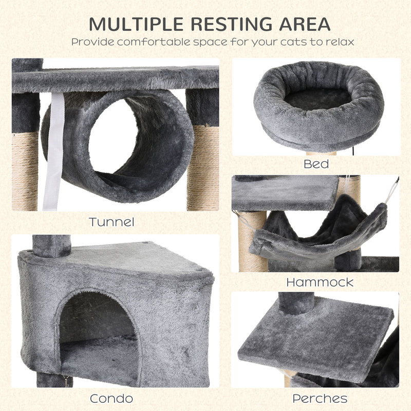 PawHut 150CM Cat Tree Tower Kittens Activity Stand House Scratching Posts
