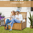 Outsunny 2 Seater Wood Garden Storage Bench Outdoor Storage Box Natural