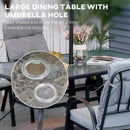 Outsunny 7 PCs Garden Dining Set, Glass Table W/ Umbrella Hole & Cushion, Grey