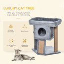 PawHut Cat Tree Activity Centre W/ Scratching Pad, Toy Ball, Cat House - Grey