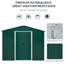 Outsunny 7.7ft x 5.7ft Garden Storage Shed with Double Sliding Door Outdoor Green