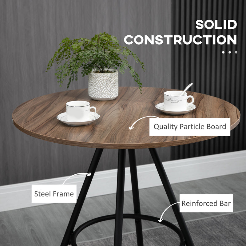 HOMCOM Round Bar Table, Kitchen Cafe Table with Fixed Tabletop and Steel Legs