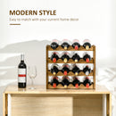 HOMCOM Free Standing Wine Rack 16 Bottle Holders, Bamboo Display Shelf, Brown