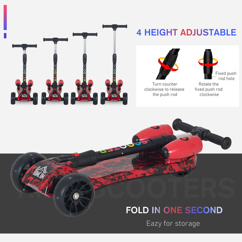 HOMCOM Child Wheel E-Scooter Light Music Water Spray Rechargeable 3-6 Yrs Red