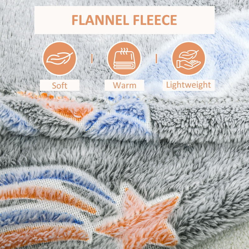 HOMCOM Flannel Fleece Blanket Double Size Glow in The Dark 203x152cm Galaxy Star