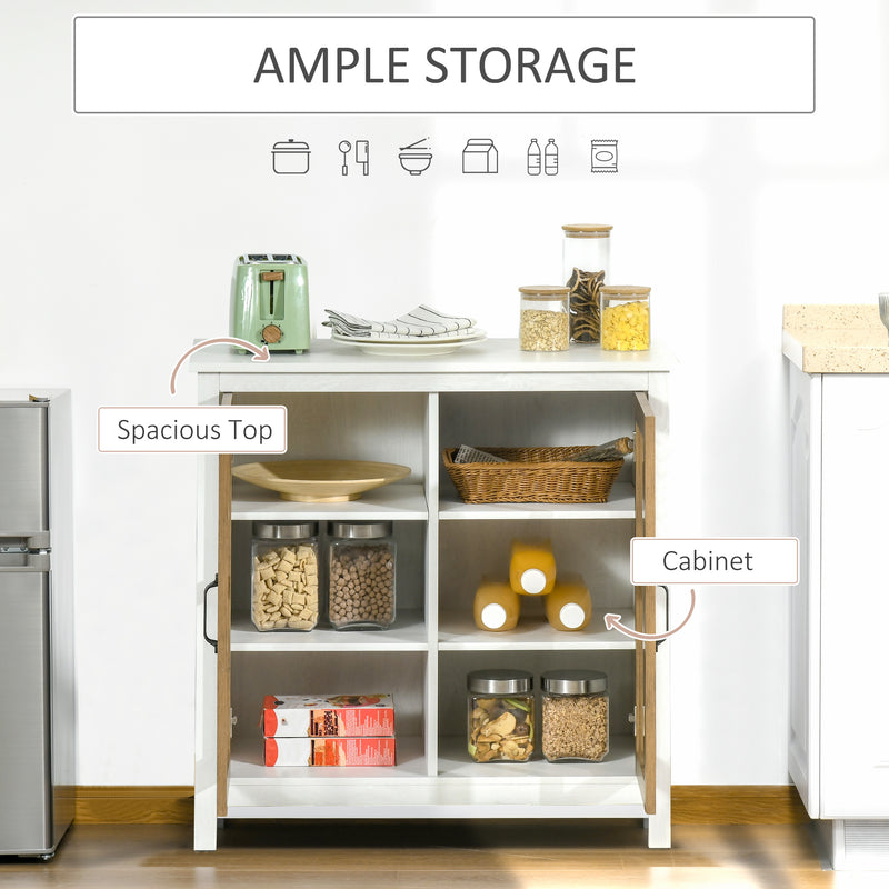 HOMCOM Kitchen Sideboard, Glass Door Storage Cabinet for Dining Room White