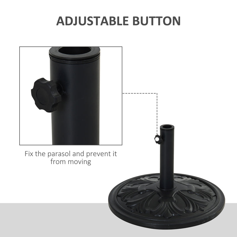 Outsunny 13KG Round Parasol Base Heavy Duty Cement Stand Umbrella Holder Garden