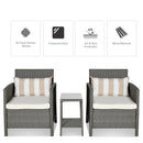 Outsunny 3 PC Outdoor Rattan Sofa Set w/ Chairs Coffee Table Cushion Light Grey