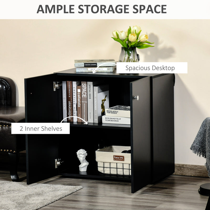 HOMCOM Freestanding Storage Cabinet w/ Two Shelves Wooden Sideboard - Black