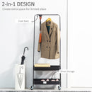 HOMCOM Metal Clothes Rack with Shoe Stand, Clothing Rail on Wheels w/ 2 Basket