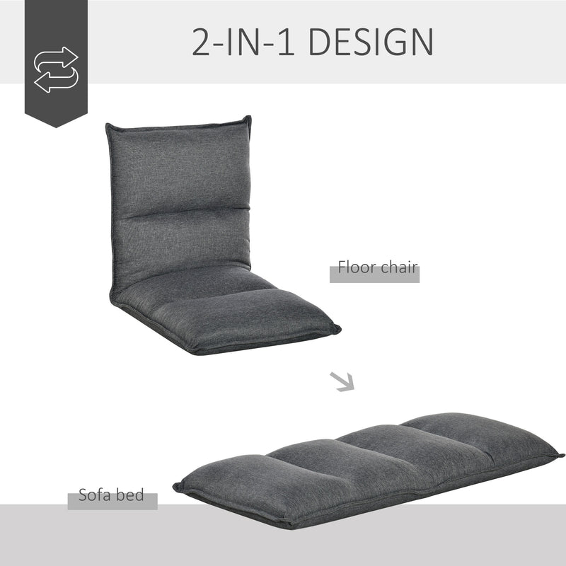 HOMCOM Foldable Padded Sofa with Adjustable Backrest Thick Seat Cushion Lounge