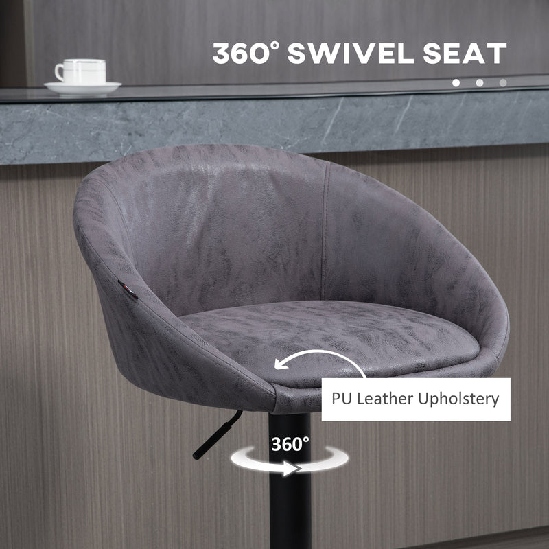 HOMCOM Modern Swivel Bar Stools Set of 2 with Adjustable Height, Dark Brown