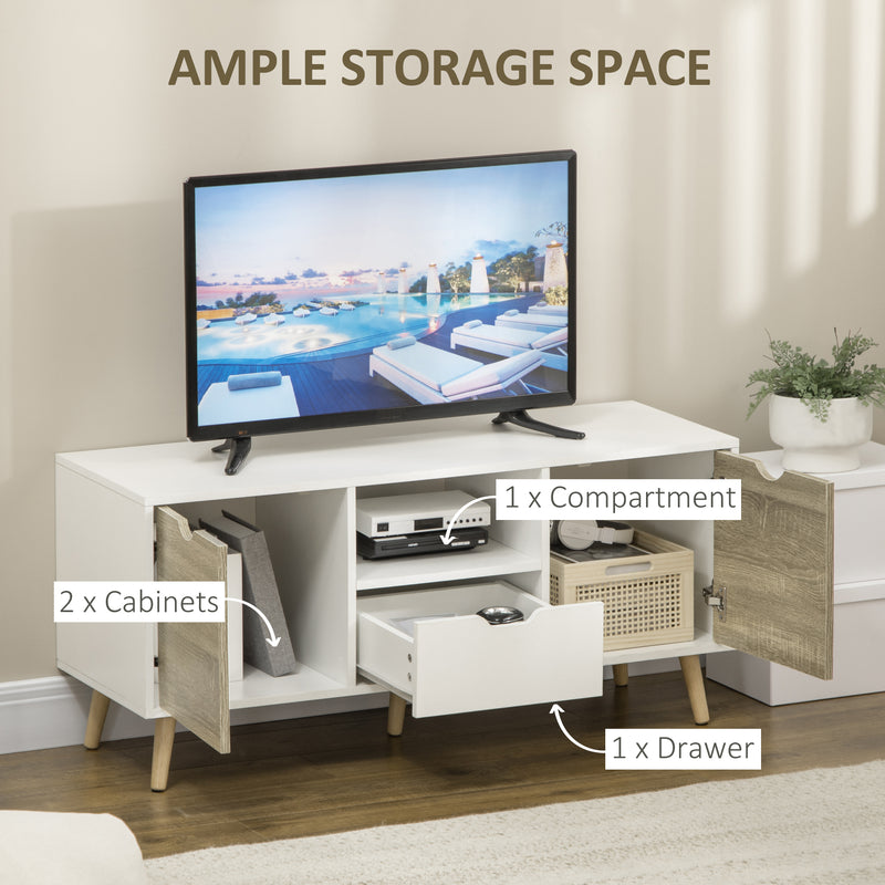HOMCOM TV Cabinet Entertainment Centre w/ Storage Cabinet and Drawer, Grey
