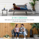 Outsunny 2 in 1Rattan Folding Chaise Lounger w/ Cushion for Garden Mixed Grey