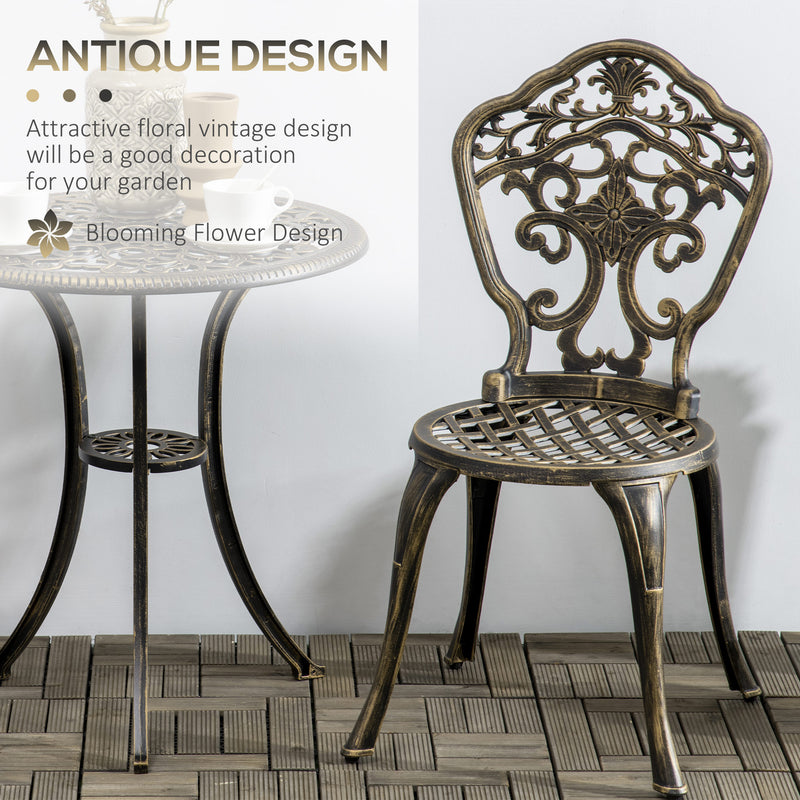 Outsunny 3 Piece Cast Aluminium Bistro Set w/ Parasol Hole for Balcony, Patio