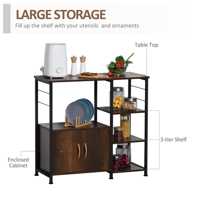 HOMCOM Storage Shelf Side Table Metal Frame End Desk for Living Room, Kitchen