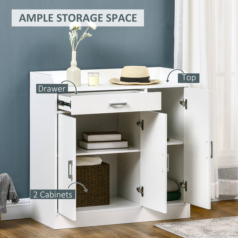 HOMCOM Modern Sideboard with Storage Cabinet, Floor Cupboard with Drawer White