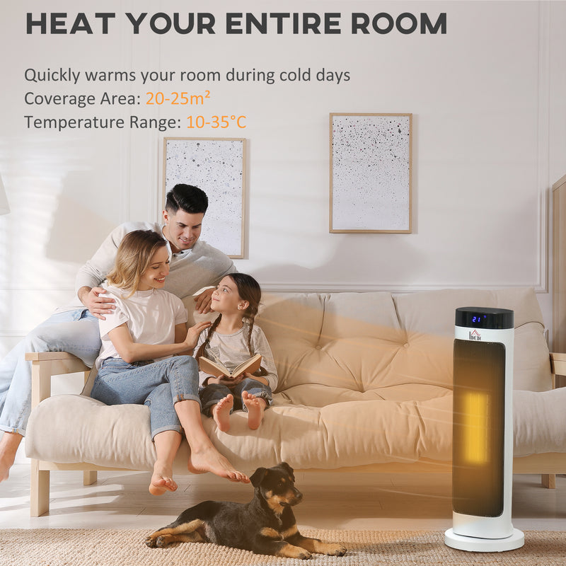 HOMCOM Freestanding Ceramic Space Heater Fan Heater w/ 3 Heat Settings, Black