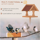 PawHut Wooden Bird Feeder w/ Cross-shaped Support Feet Weather Resistant Roof