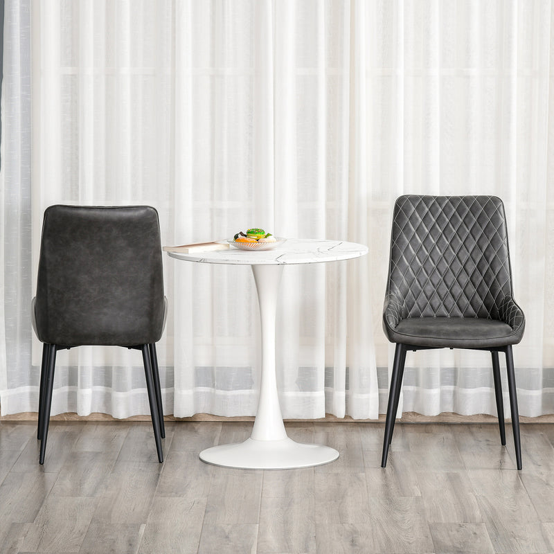HOMCOM Retro Dining Chair Set of 2, PU Leather Upholstered Side Chairs