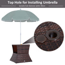 Outsunny Rattan Wicker Tea Coffee Table w/ Umbrella Hole Storage Space Brown
