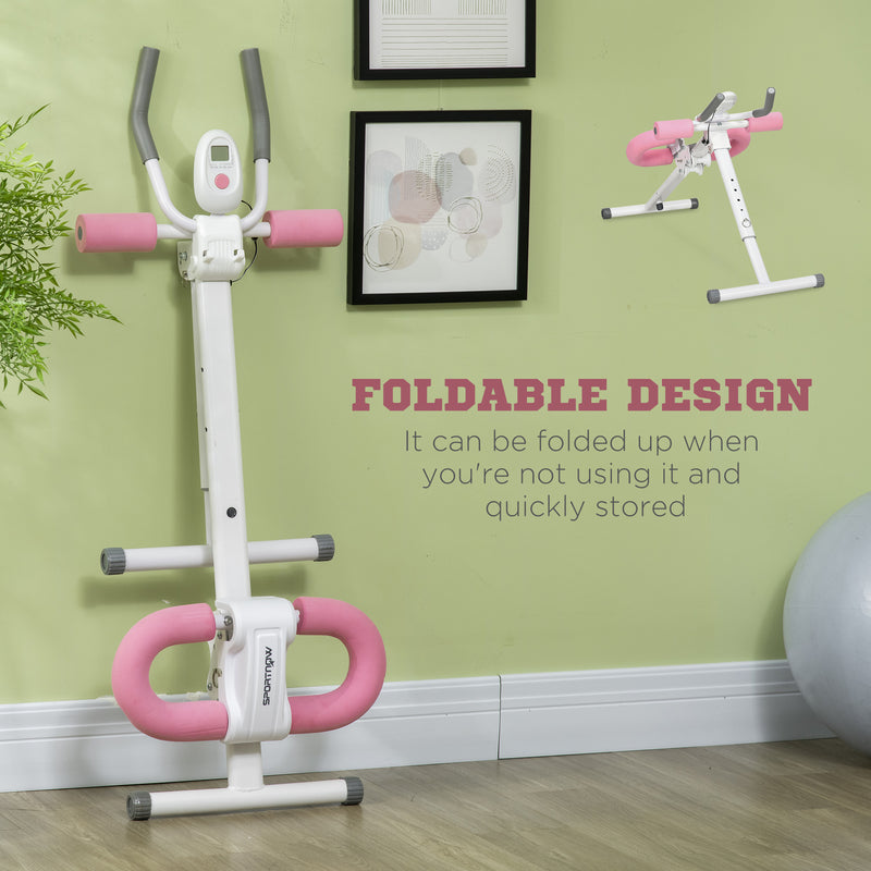 SPORTNOW Foldable Ab Machine, Abs Trainer with Adjustable Height, LCD Monitor