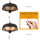 Outsunny Adjustable Infrared Halogen Ceiling Mounted Light Heater 1000/2500W