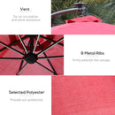 Outsunny 3(m) LED Patio Banana Umbrella Cantilever Parasol w/ Crank, Red