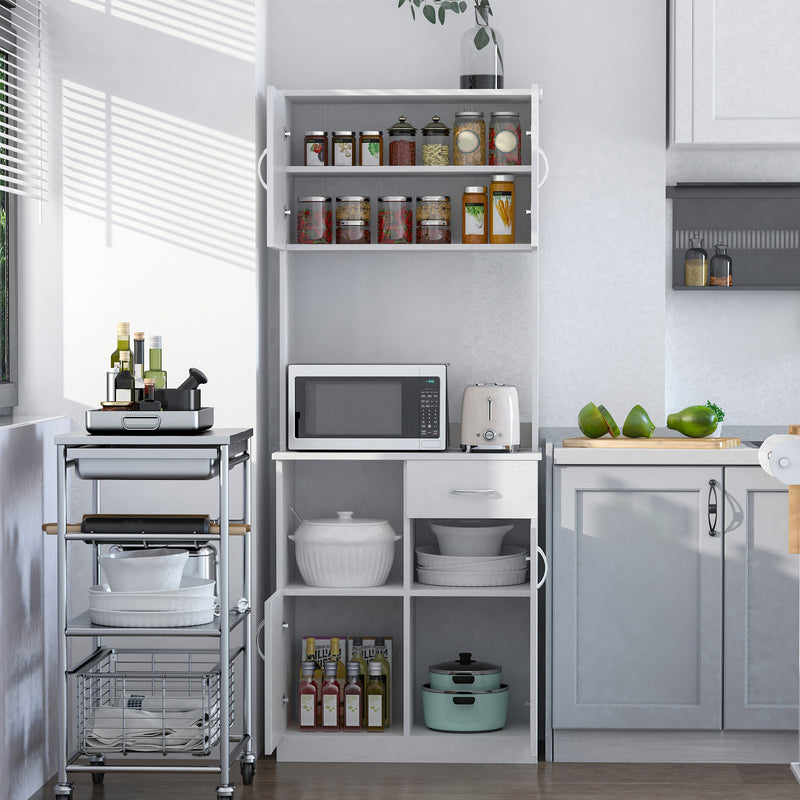 HOMCOM Freestanding Kitchen Cabinet Storage Unit Pantry Cupboard, White