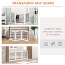 PawHut Foldable Wooden Pet Gate w/ 3 Panels 2 Support Feet for Small Dogs White