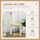 PawHut Cat Tree For Indoor Cats W/ Scratching Posts Hammock, Toy Ball - Beige